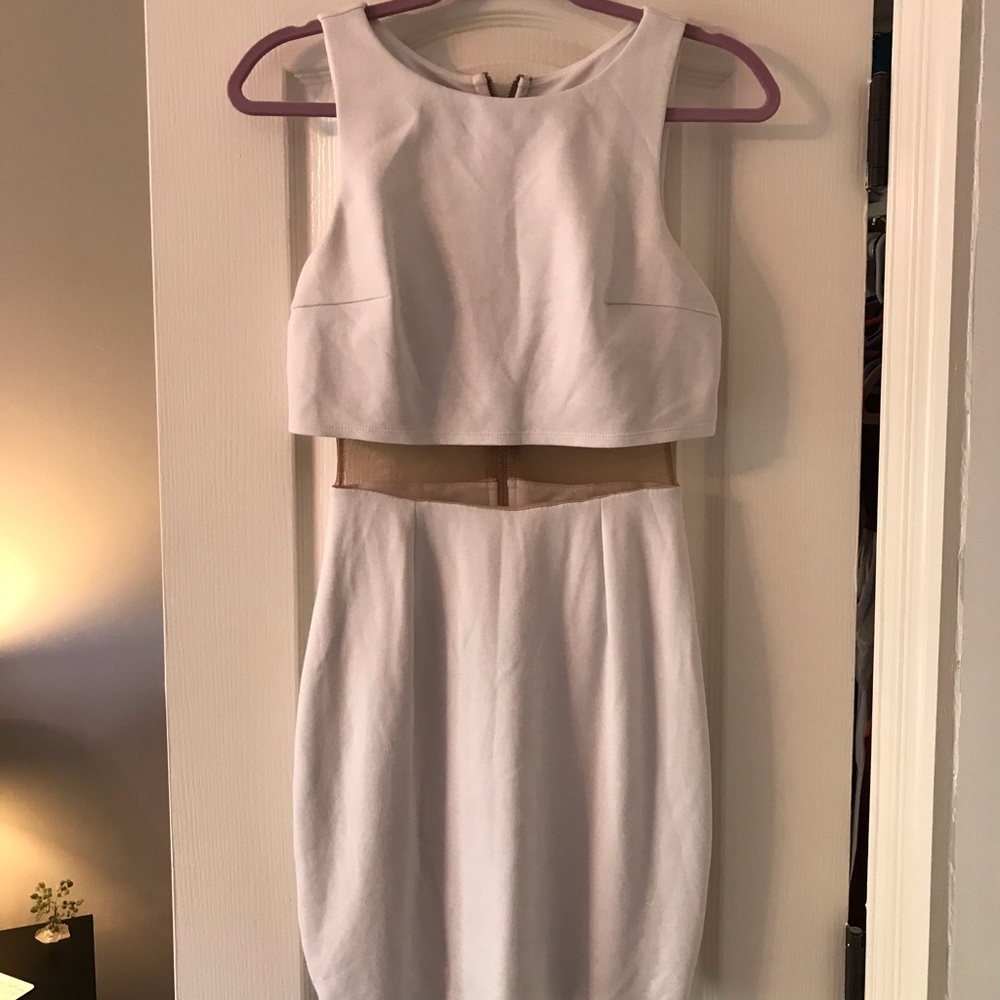 WHITE TWO PIECE ILLUSION DRESS